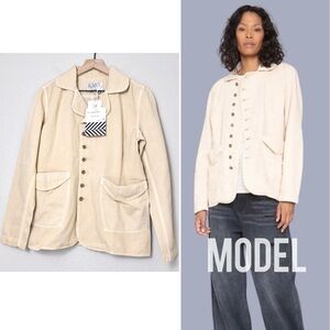 NWT Sandrine Rose Empire Canvas Jacket S Sunflower Tan Khaki Cotton Linen Chore